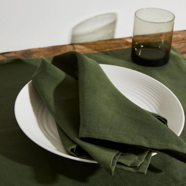 Olive 100% French Flax Linen Napkins (Set of Four)