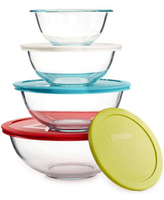 Pyrex 8-Piece Mixing Bowl Set with Colored Lids