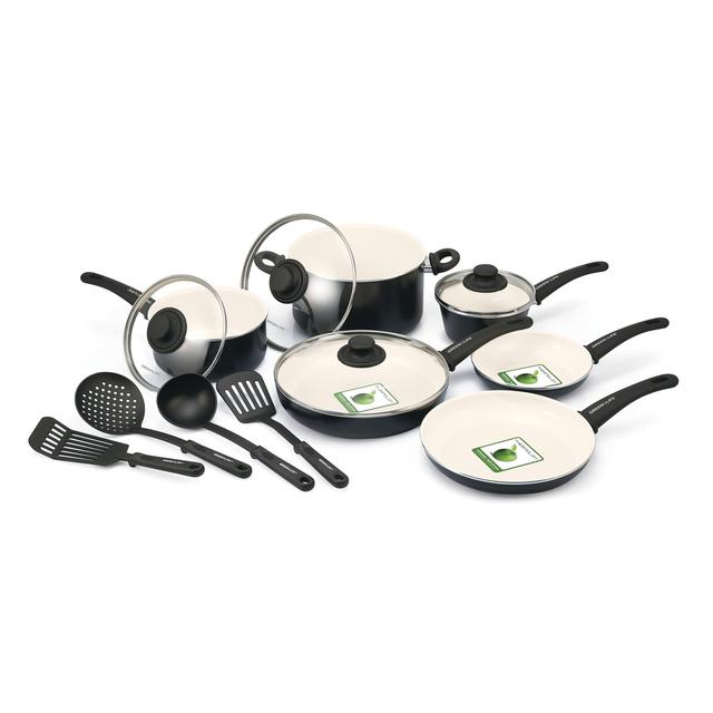 GreenLife Healthy Ceramic Non-Stick 14-Piece Soft Grip Cookware Set