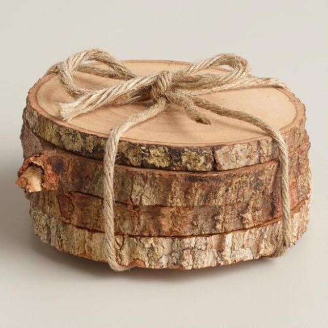 Wood Bark Coasters, Set of 4