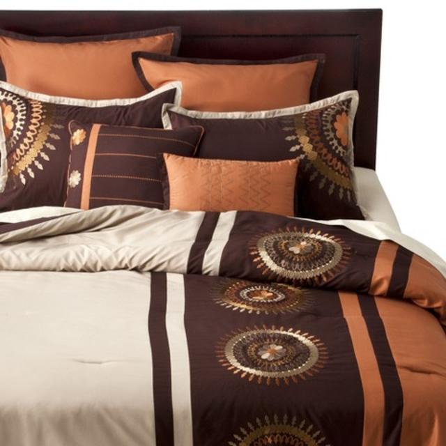 Medallion 8 Piece Bedding Set - Orange (Queen)