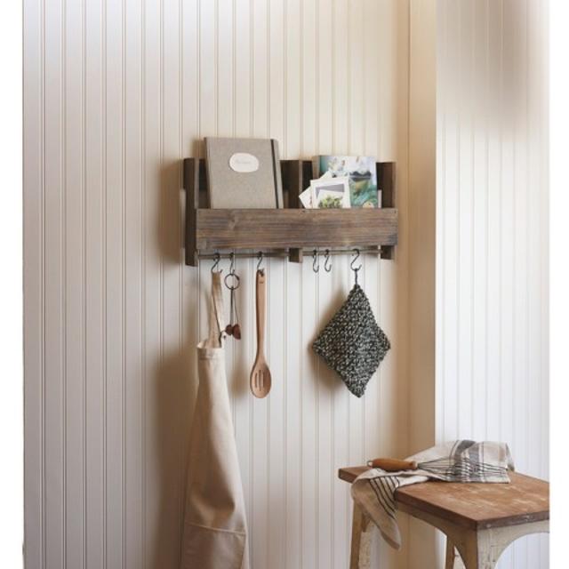 Wooden Shelf with S Hooks