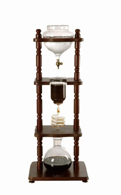 Yama Glass 6-8 Cup Cold Drip Maker Curved Brown Wood Frame