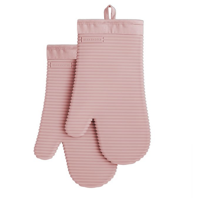 KitchenAid® Ribbed Silicone Oven Mitt in Rose Pink (Set of 2)