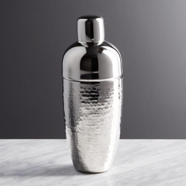 CRATE AND BARREL Graham Hammered Metal Cocktail Shaker