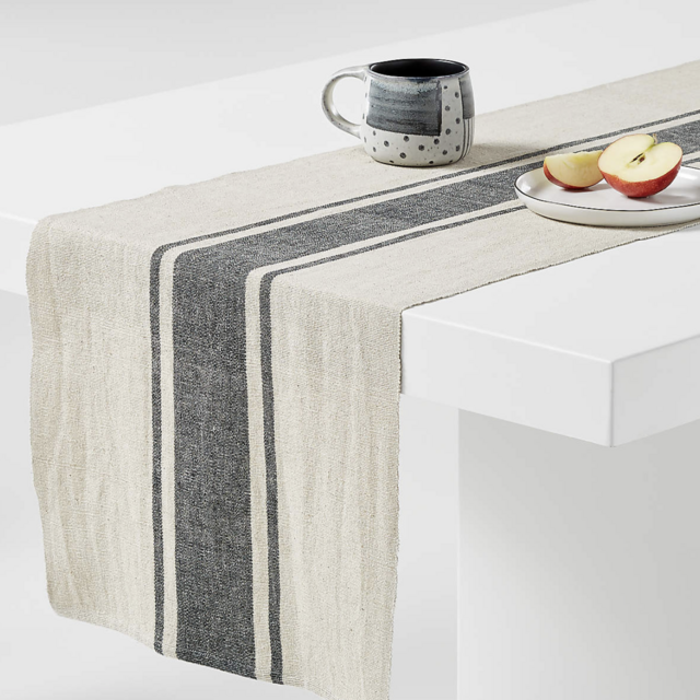CRATE AND BARREL Jackie Black 90" Table Runner