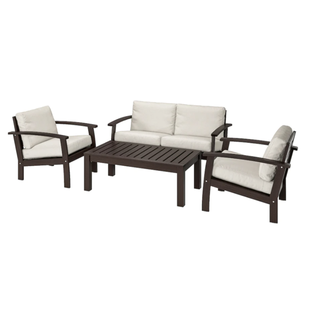 IKEA KLÖVEN 4-seat conversation set, outdoor, brown stained/Frösön/Duvholmen beige