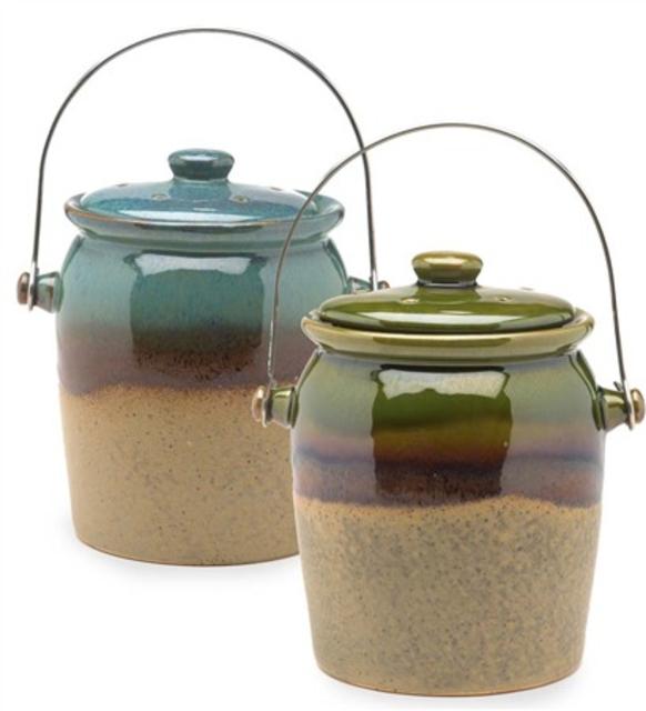Leakproof, Odor-Free Glazed Compost Crocks, Filters and Compost Bags