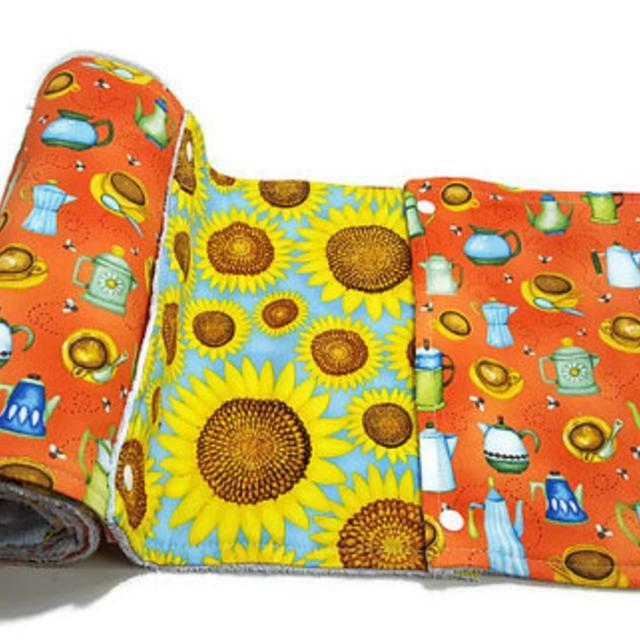 Sunny Tea Set of 8 Unpaper Towels, Reusable Paper Towels, Paperless Towels, Rolled Kitchen Towel Set, Decorative Towels, Snapping Towels