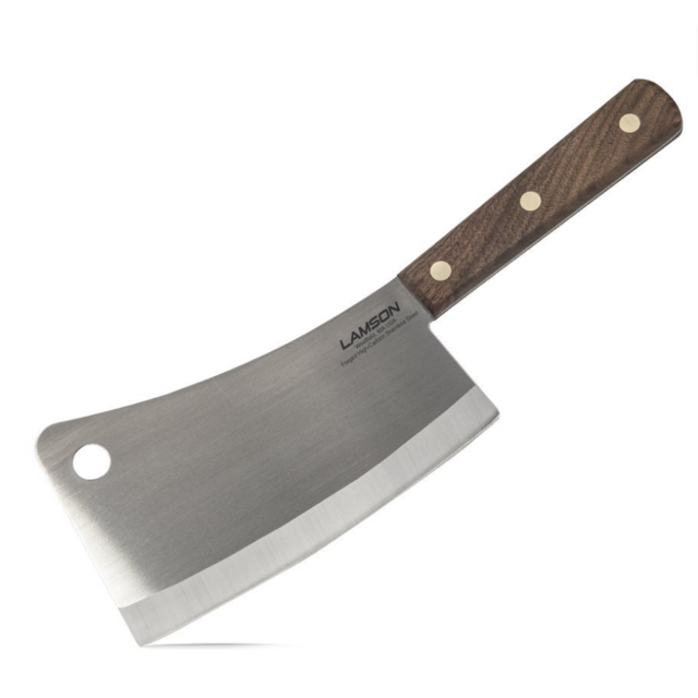 Lamson Meat Cleaver, with Riveted Walnut Handle, Stainless Steel, 12"