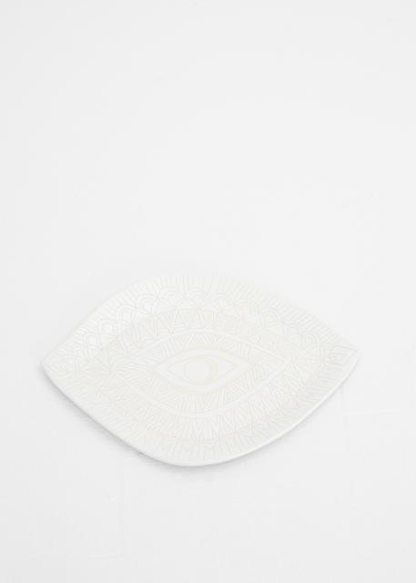 White Sgraffito Spirit Eye Platter