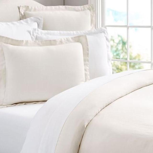 Belgian Flax Linen Duvet Cover, Full/Queen, Ivory