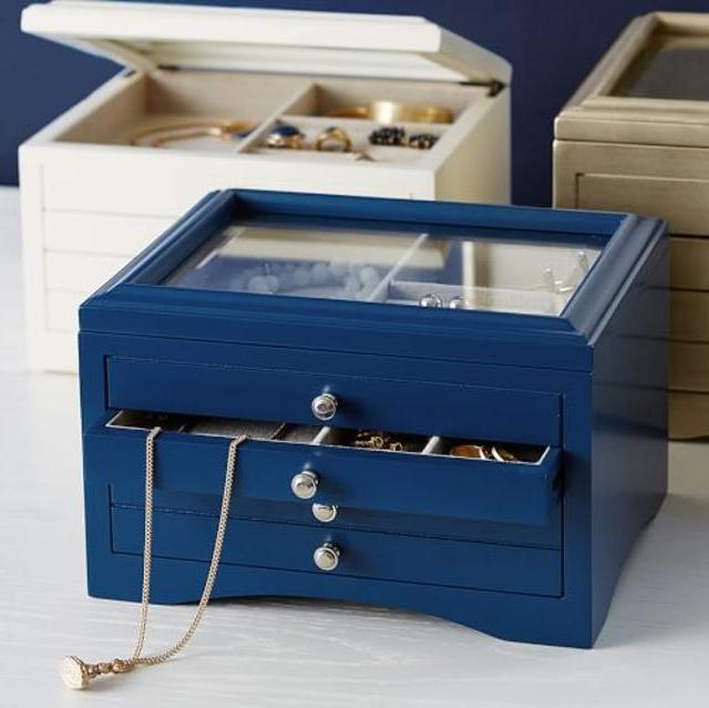 Andover Small Jewelry Box, Navy