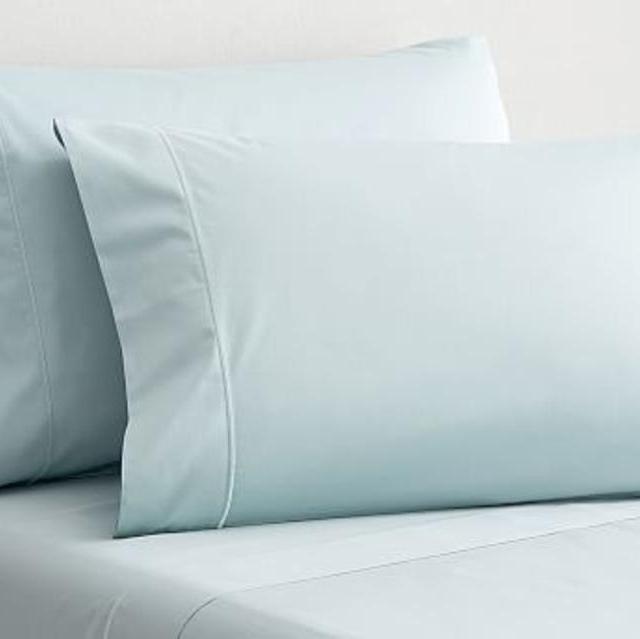 PB Organic Cotton 350-Thread-Count Sateen Sheet Set, Full, Porcelain Blue