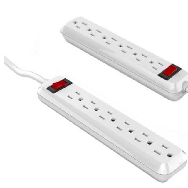 6-Outlet Power Strip with 4 ft. Cord Right Angle Plug (2-Pack)