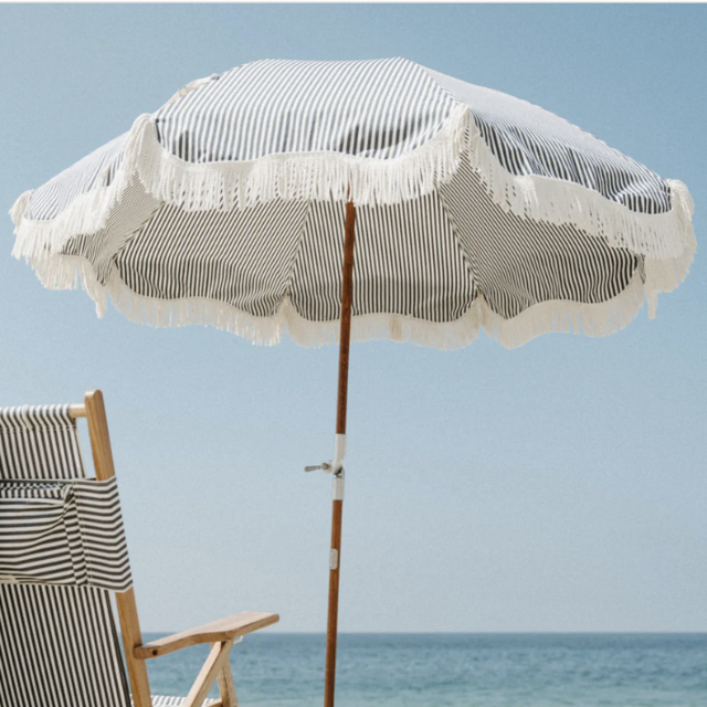 The Premium Beach Umbrella - Lauren's Navy Stripe