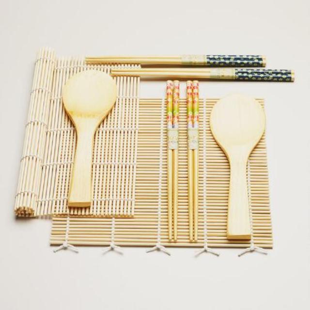 3-Piece Bamboo Sushi Sets, Set of 2
