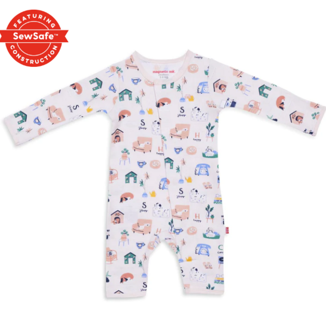 cozy days organic cotton magnetic coverall - 0-3 Months