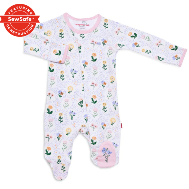 abbey organic cotton magnetic footie - 6-9 Months