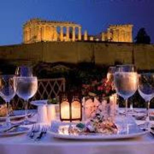 Dinner in Athens on our honeymoon