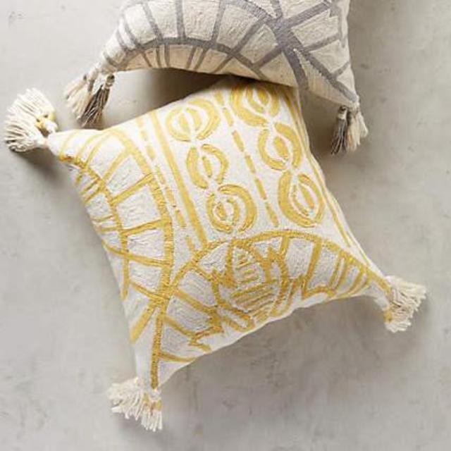 Rocio Embroidered Pillow (Yellow)- Anthropologie