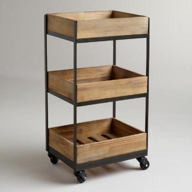 3-Shelf Wooden Gavin Rolling Cart- (World Market)
