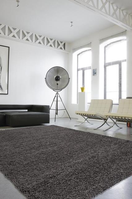 Sweet Home Stores Cozy Shag Collection Solid Contemporary Living and Bedroom Soft Shaggy Area Rug, 84" L x 60 " W, Charcoal Grey