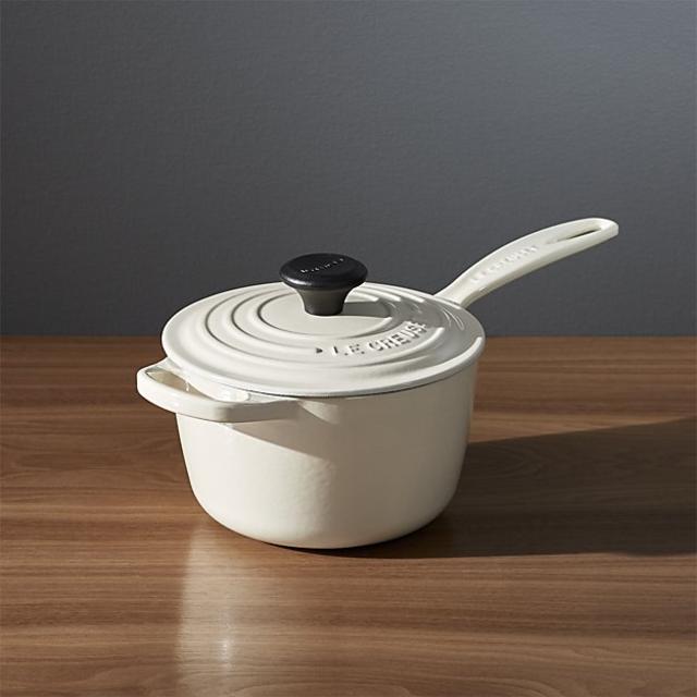 Le Creuset ® Signature 1.75 qt. Cream Saucepan with Lid