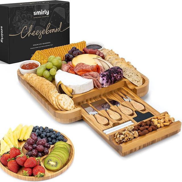 SMIRLY Juego de tablas de queso y cuchillos de bambú