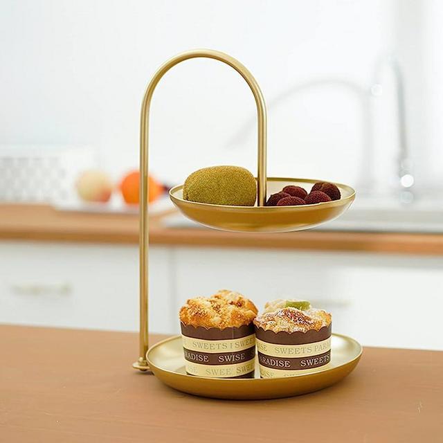 Soporte de 2 niveles para frutas, aperitivos y verduras