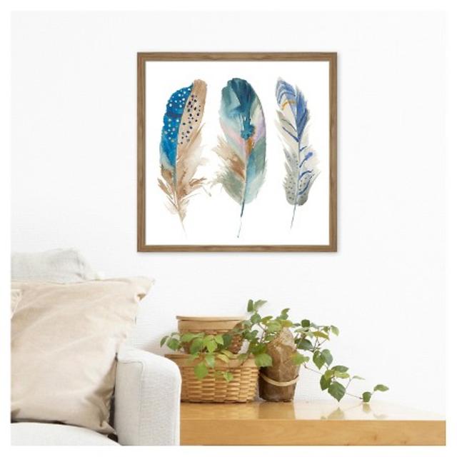 Framed Watercolor Feathers 16"x16" - Threshold™
