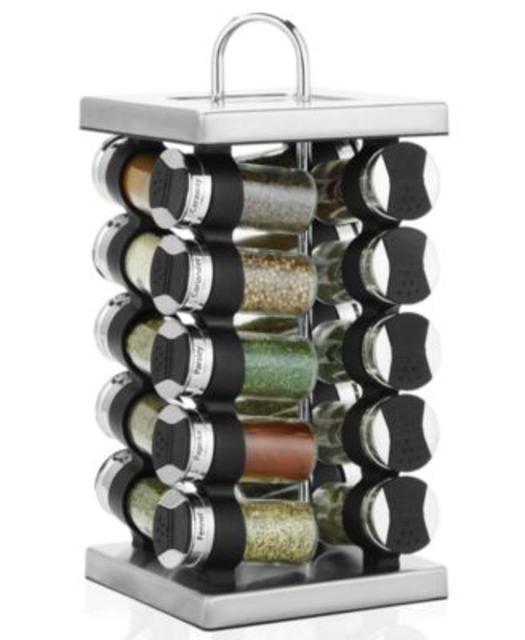 Martha Stewart Collection Square Stainless Steel Spice Rack, 21-Piece Set