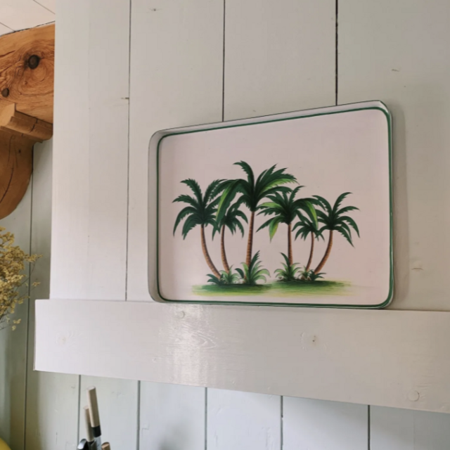 Les Ottomans Large White Palm Tray