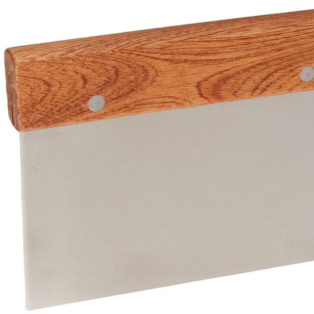 New Star Foodservice 36237 Wood Handle Dough Scraper, 6 by 3-Inch, Silver