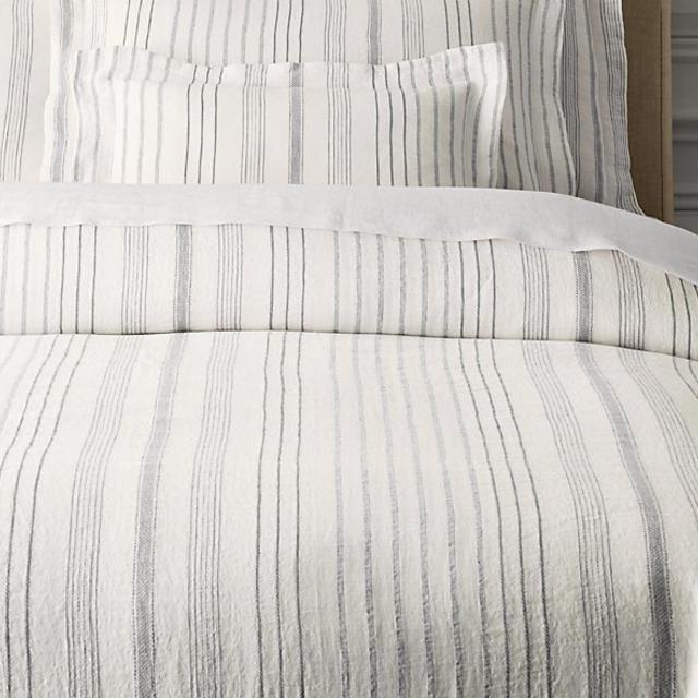 Italian Jacquard Stripe Linen Duvet Cover