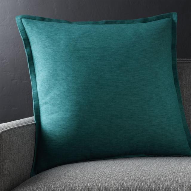 Linden Peacock Blue 23" Pillow with Feather-Down Insert