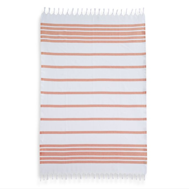 Herringbone Fouta Pestemal Beach Towel in Orange