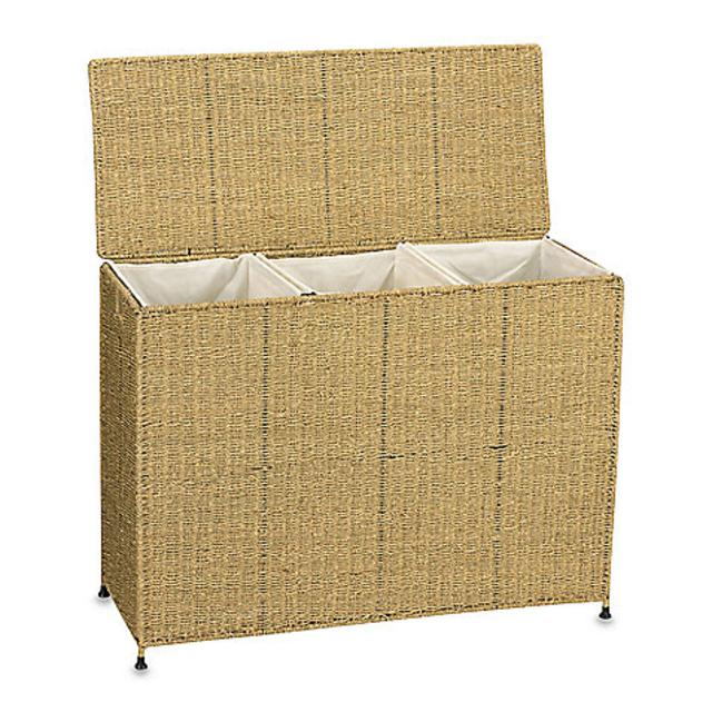 Household Essentials™ Seagrass Triple Laundry Sorter w/3 Removable Bags