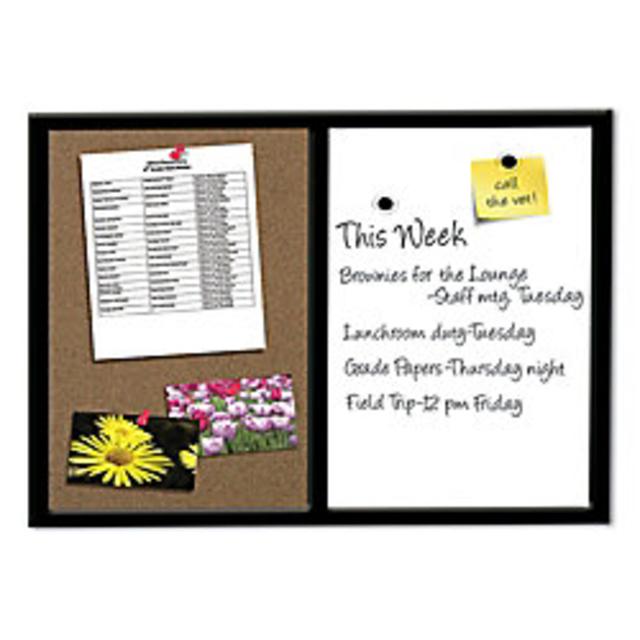 FORAY™ Magnetic Combo Board With Black Wood Frame, 24" x 36"