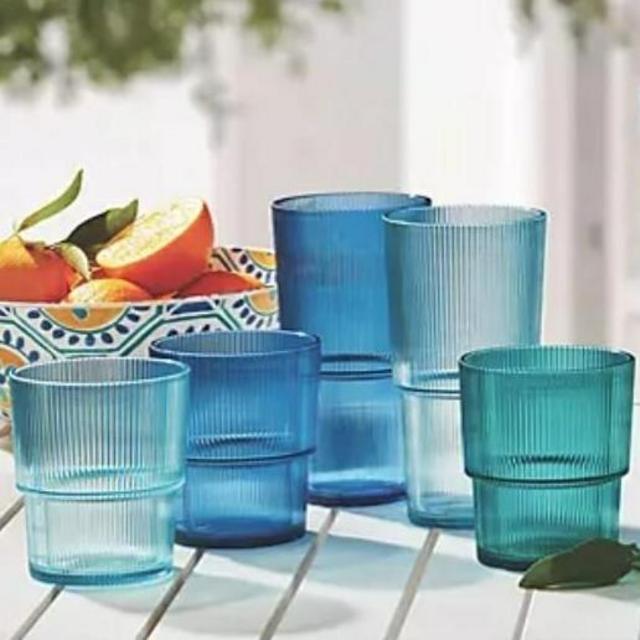 Member's Mark Shatterproof 12-Piece Drinkware Set Ribbed (Assorted Colors)