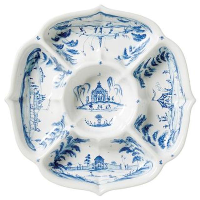 Country Estate Delft Blue Hors D` Oeuvres Server Fete