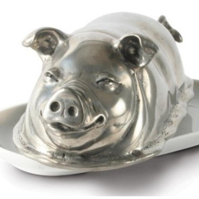 Pewter Pig Butter Dish