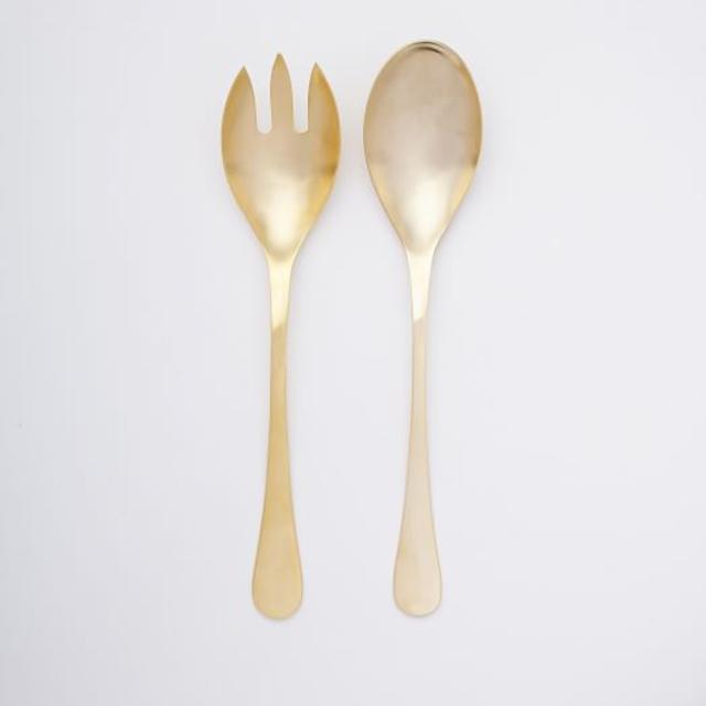 Gold Flatware Serving Set, Set of 2, Fork + Spoon