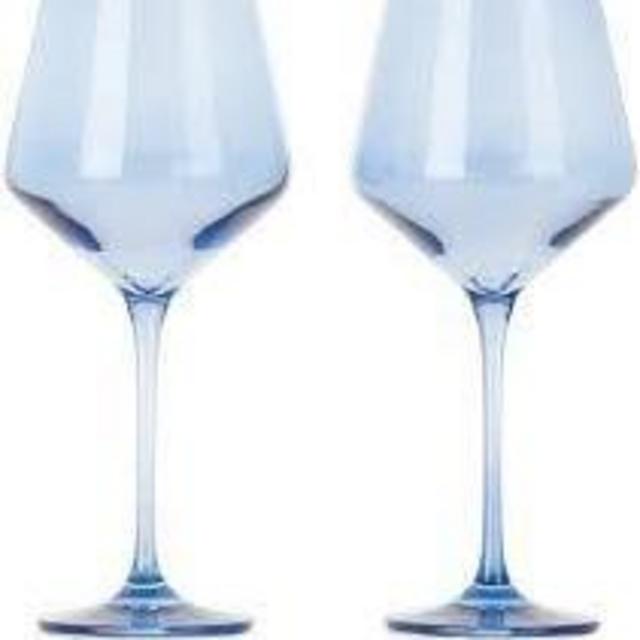 Estelle Colored Glass Cobalt Blue Stemmed Wine Pair