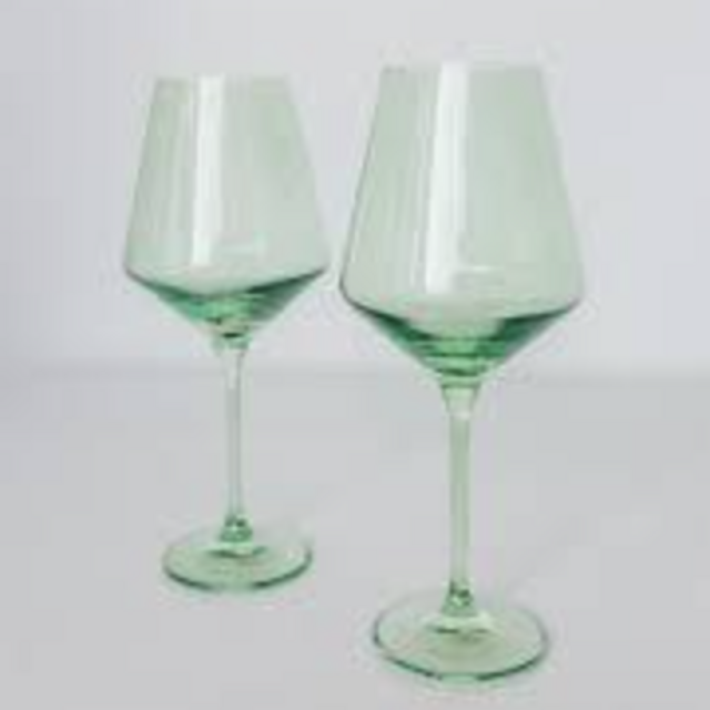 Estelle Colored Glass Mint Green Stemmed Pair