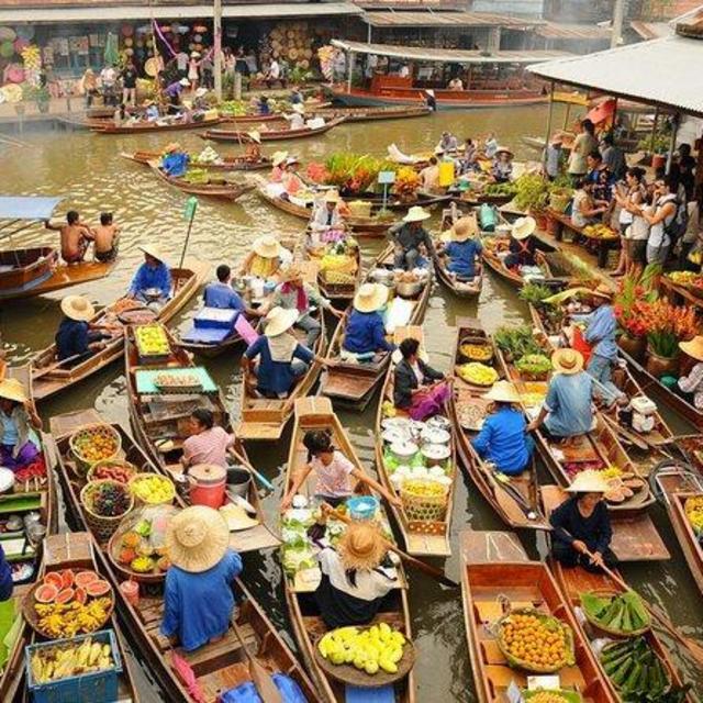 Floating + Railway Market in Bangkok, Thailand