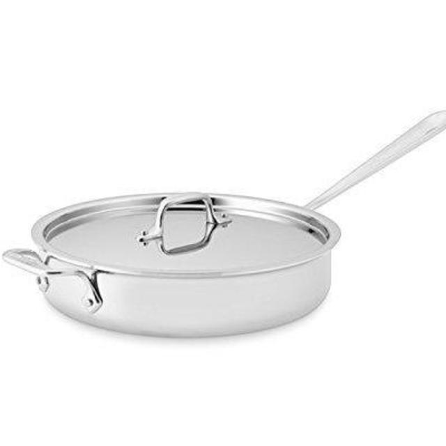 All-Clad 4403 Stainless Steel Tri-Ply Bonded Dishwasher Safe 3-Quart Saute Pan with Lid, Silver