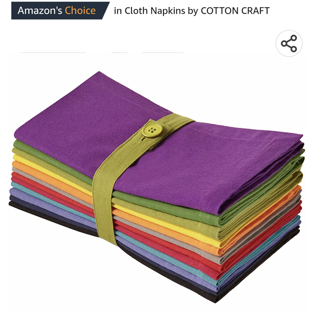 COTTON CRAFT Multicolor Cloth Napkins - Set of 12 Pure Cotton Everyday Lunch Dinner Napkin - Spring Summer Fall Holiday Birthday Party Gift - Soft Washable Absorbent Reusable Napkin - Oversized 20x20