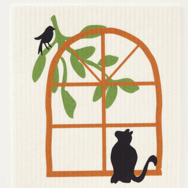 Cat in the Window Swedish Dishcloth