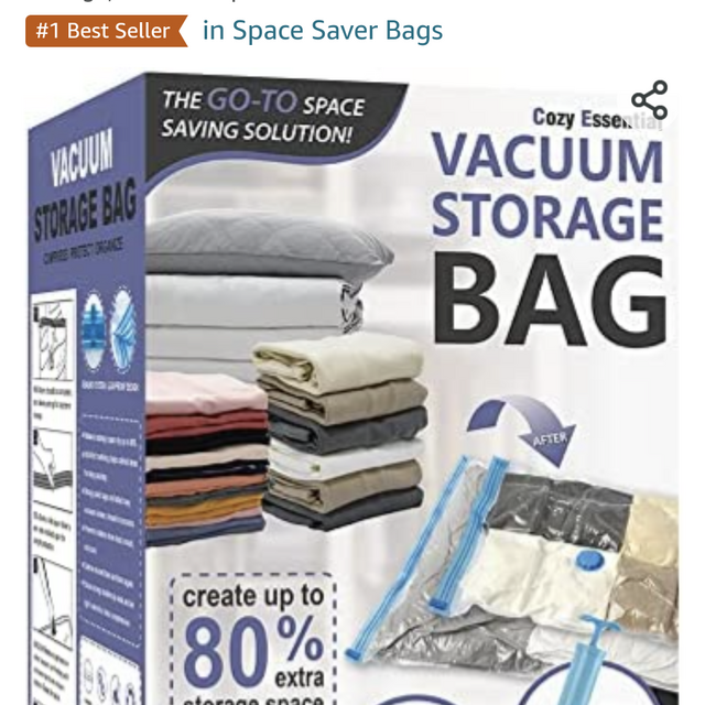 25 Pack Vacuum Storage Bags, Space Saver Bags (5 Jumbo/5 Large/5 Medium/5 Small/5 Roll) Compression Storage Bags for Comforters and Blankets, Vacuum Sealer Bags for Clothes Storage, Hand Pump Included